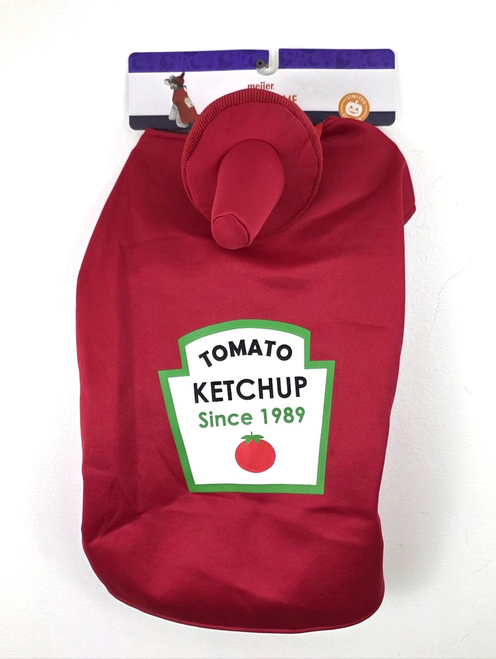 NWT Halloween Dog Pet Costume Large Hot Dog Ketchup Bottle Adjustable Dress Up